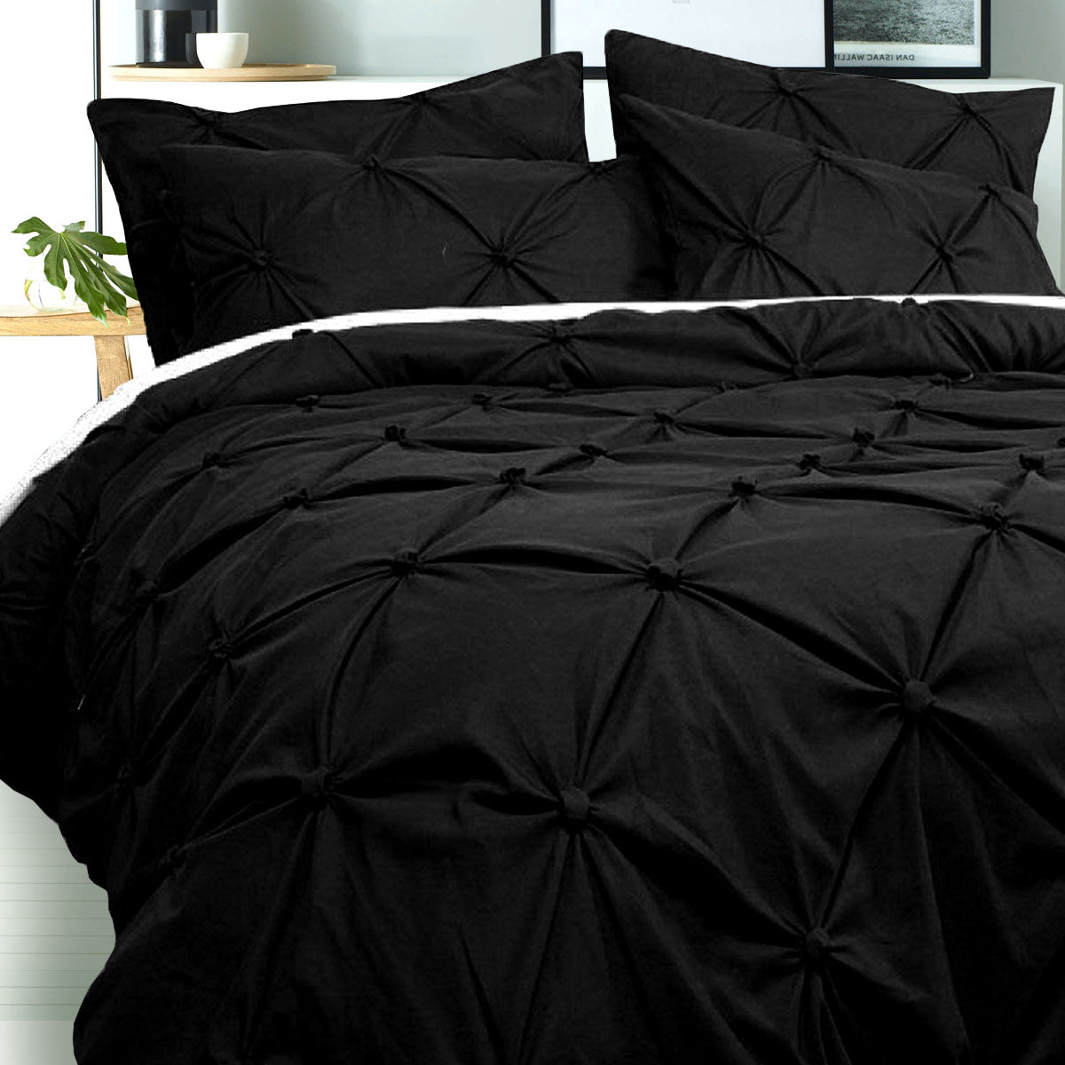 Luxurious Black Puffy Quilt Cover Set | Queen Size