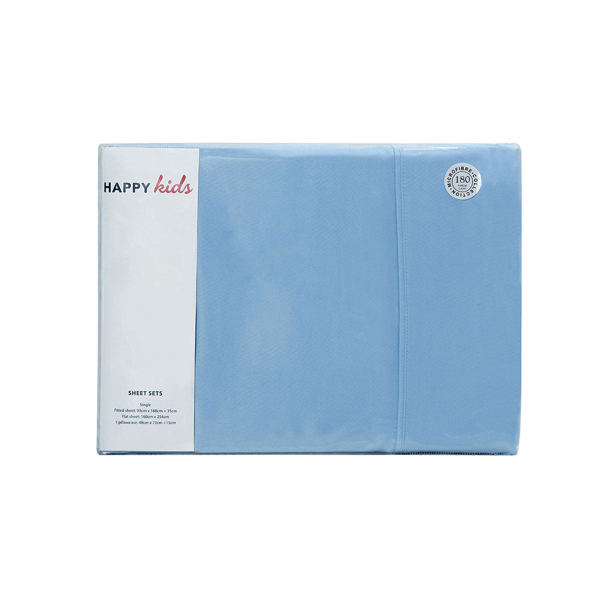 Happy Kids Blue Plain Dyed Microfibre Sheet Set Single