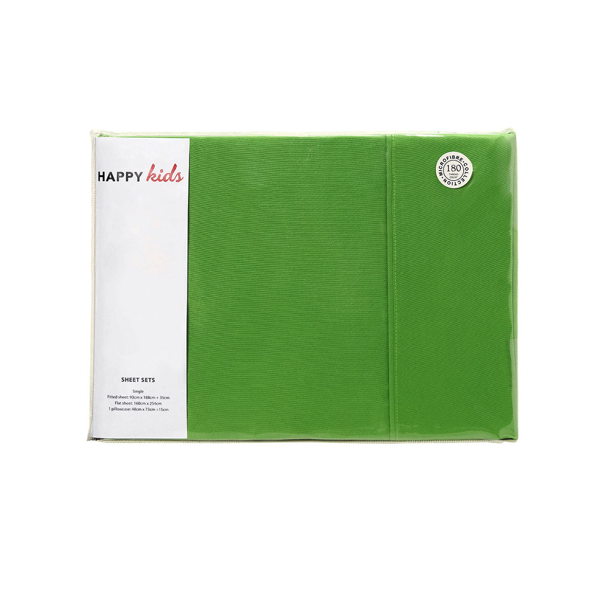 Happy Kids Green Plain Dyed Microfibre Sheet Set Single