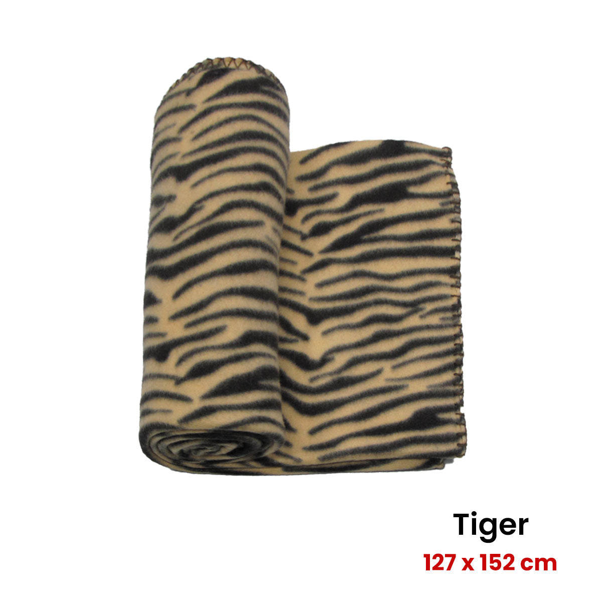 Safari Animal Print Polar Fleece Throw Rug 127 x 152 cm Tiger