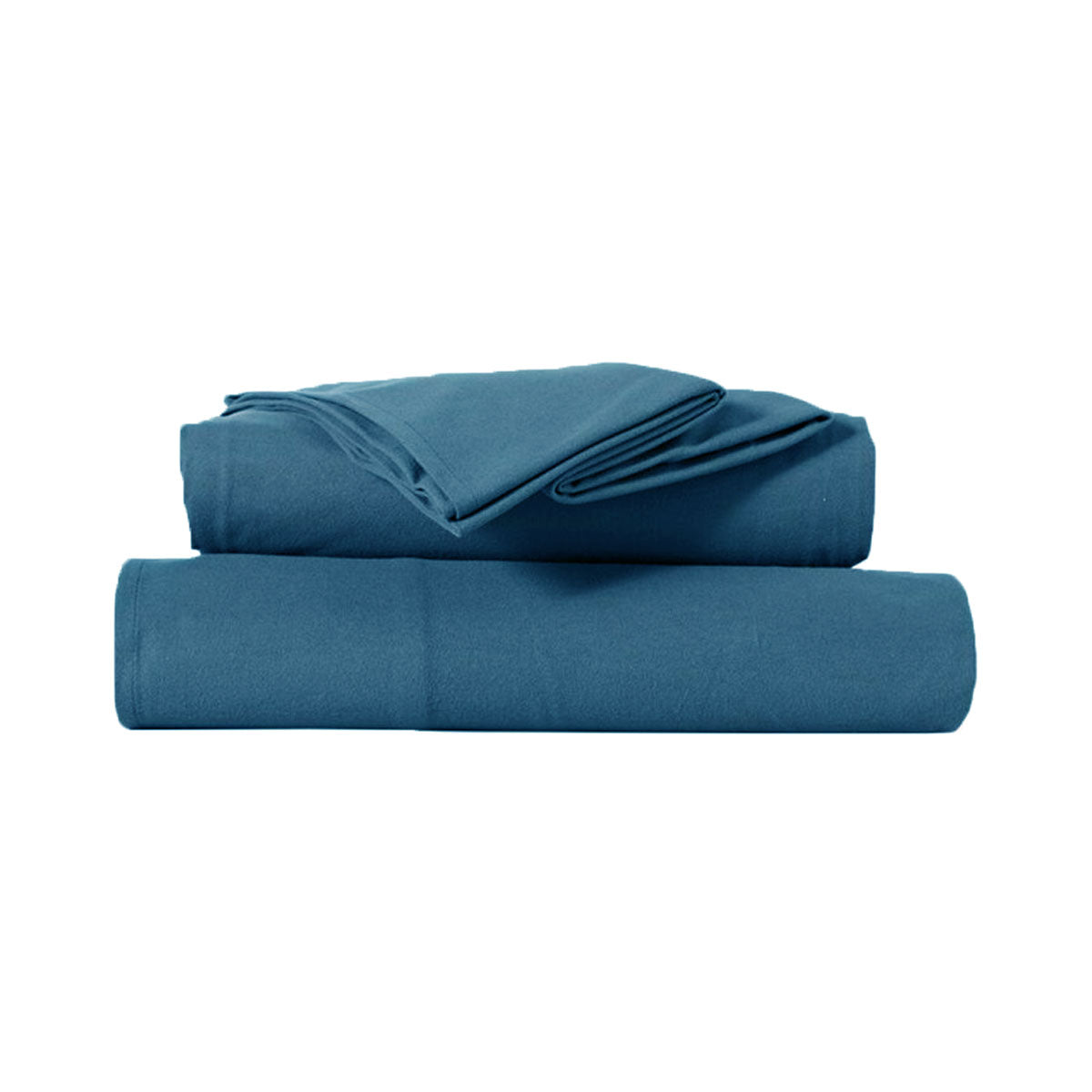 Kingtex Ultra-Soft Micro Flannel Sheet Set 40 cm Wall Steel Blue King Single