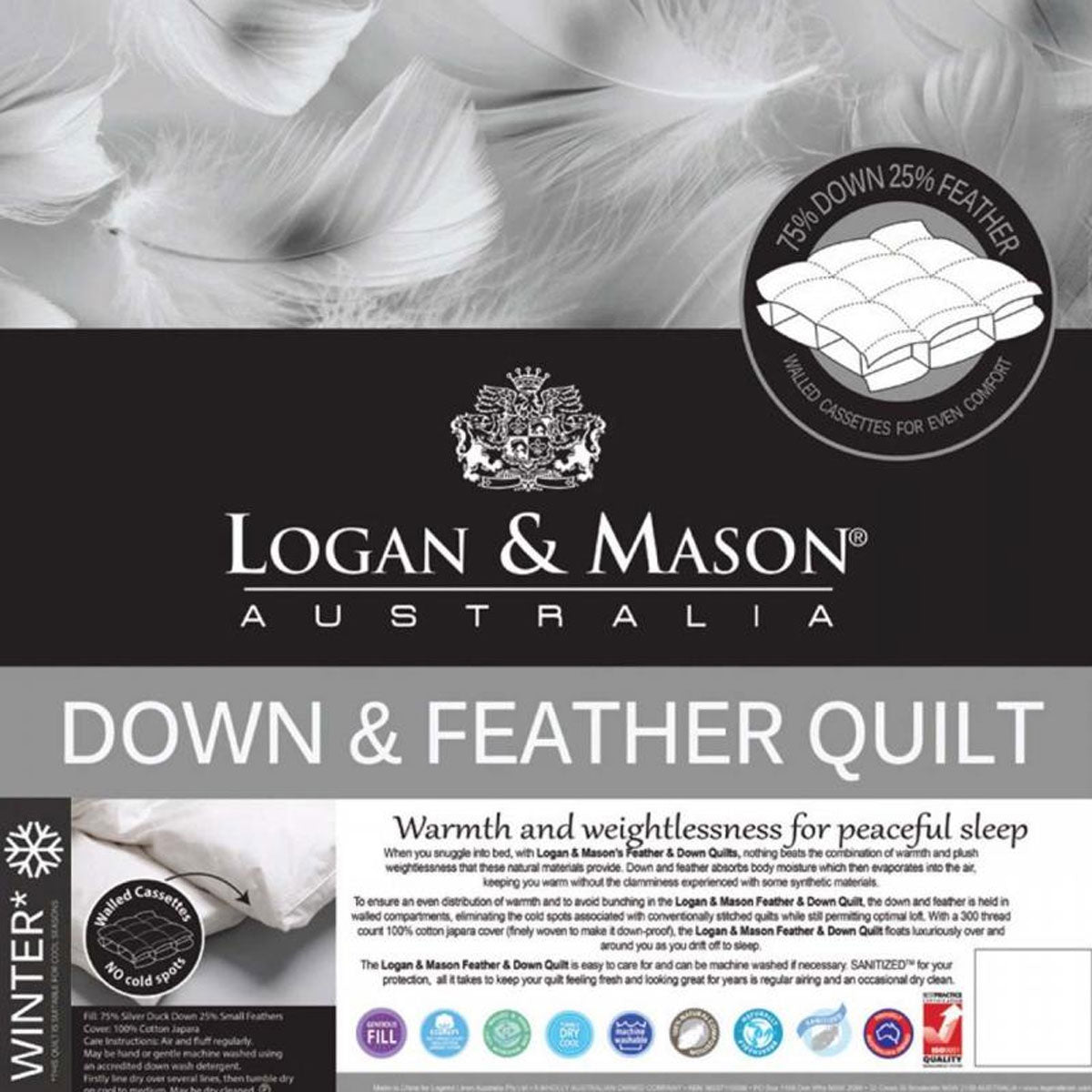 Logan and Mason 75% Duck Down 25% Feather Premium Quality Quilt Double