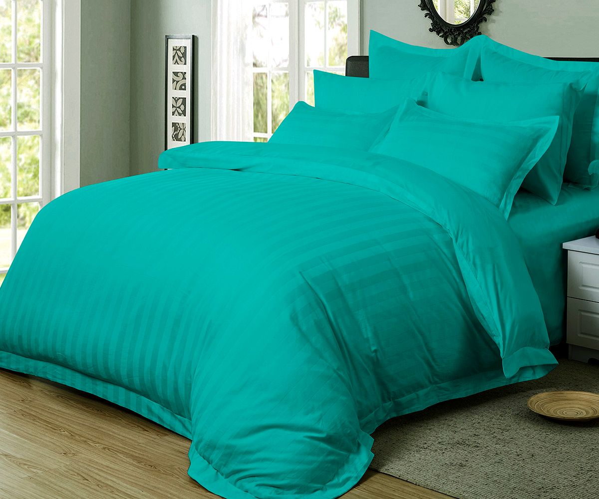 Ultra Soft 1000TC Striped King Duvet Cover Set | Teal