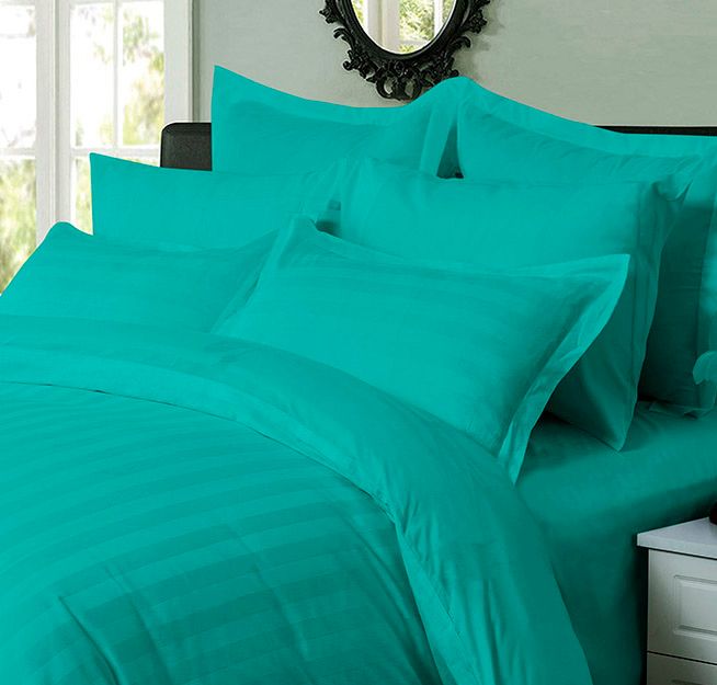 1000TC Striped Super King Teal Duvet Cover Set | Newstart