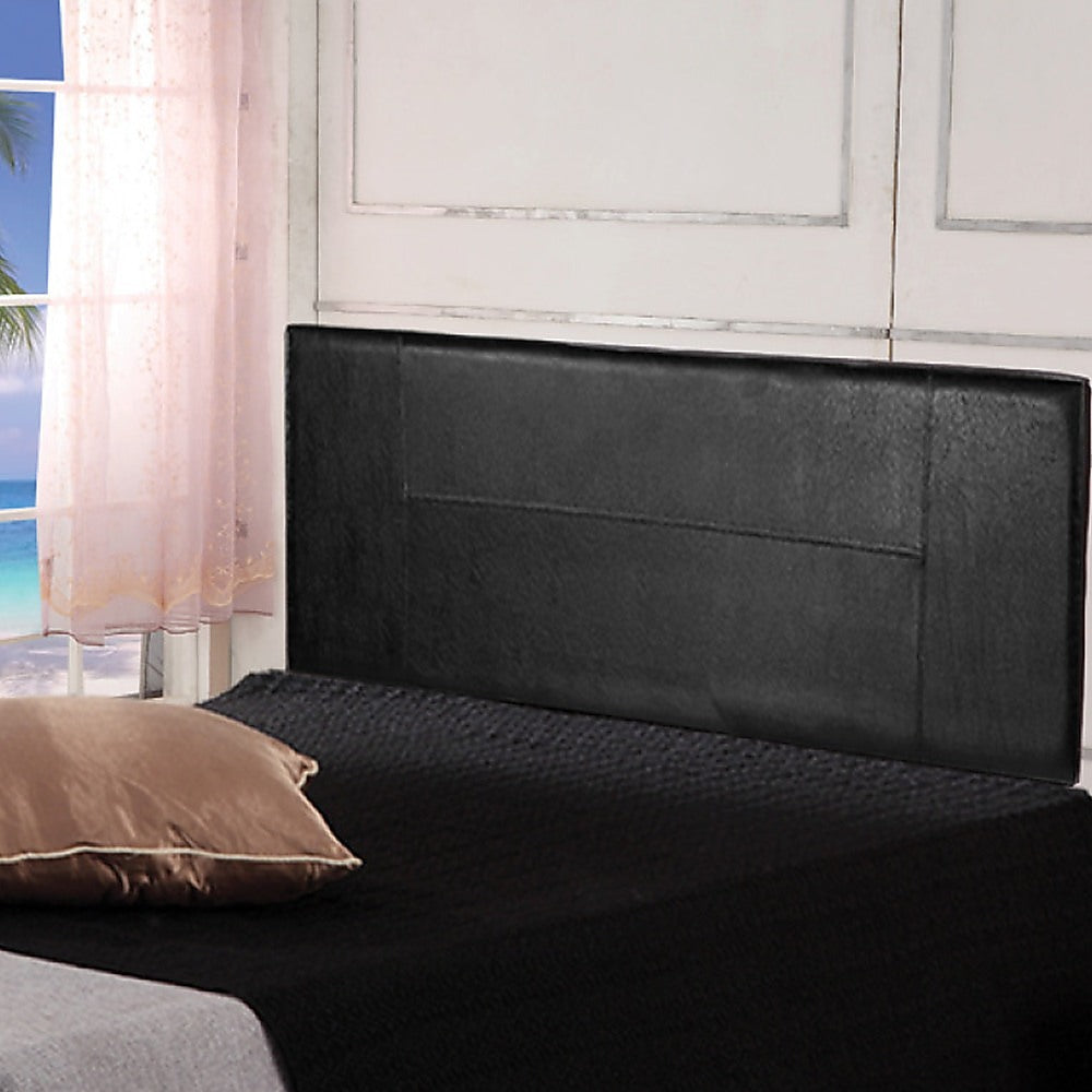 Black PU Leather Queen Bed Headboard with Accent Stitching