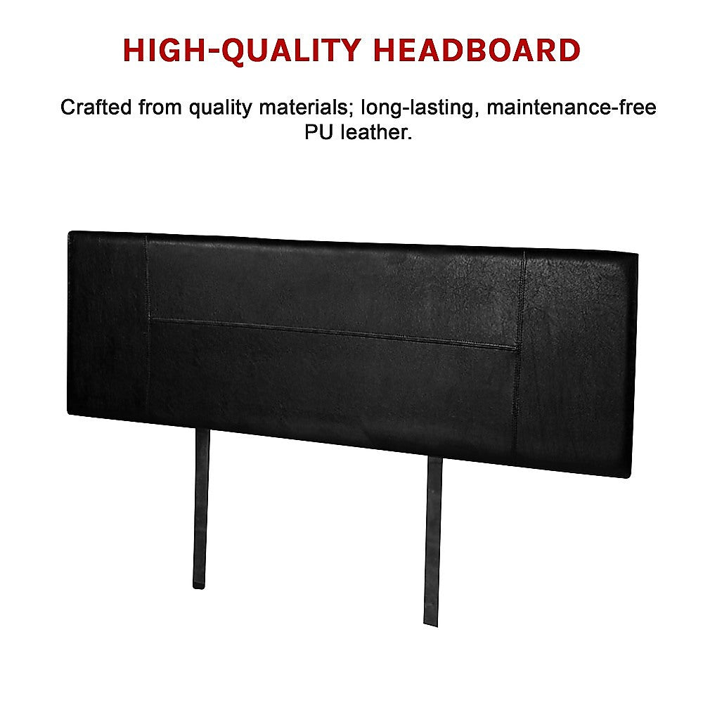 Black PU Leather Queen Bed Headboard with Accent Stitching