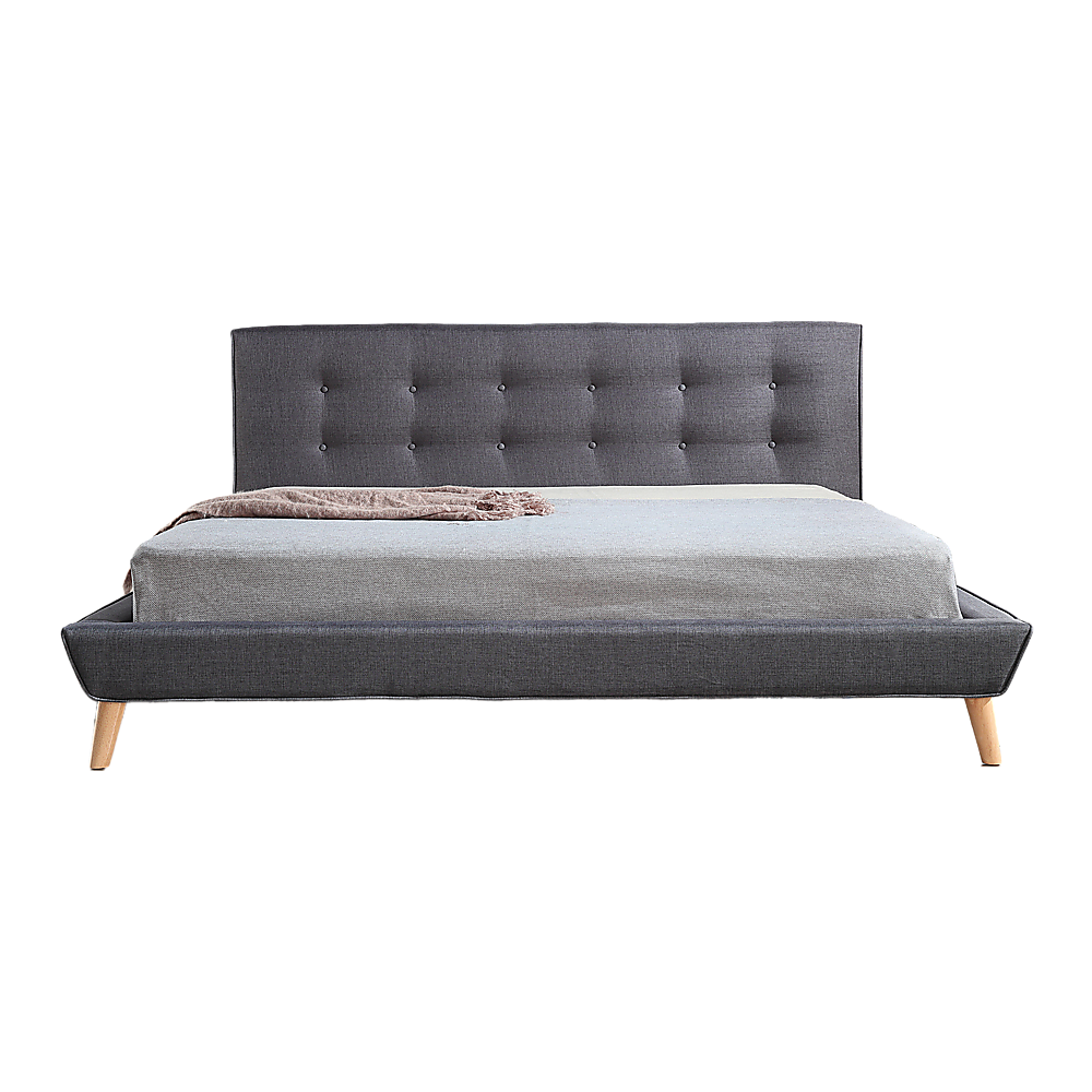 Palermo King Linen Bed Frame with Tufted Headboard | Grey