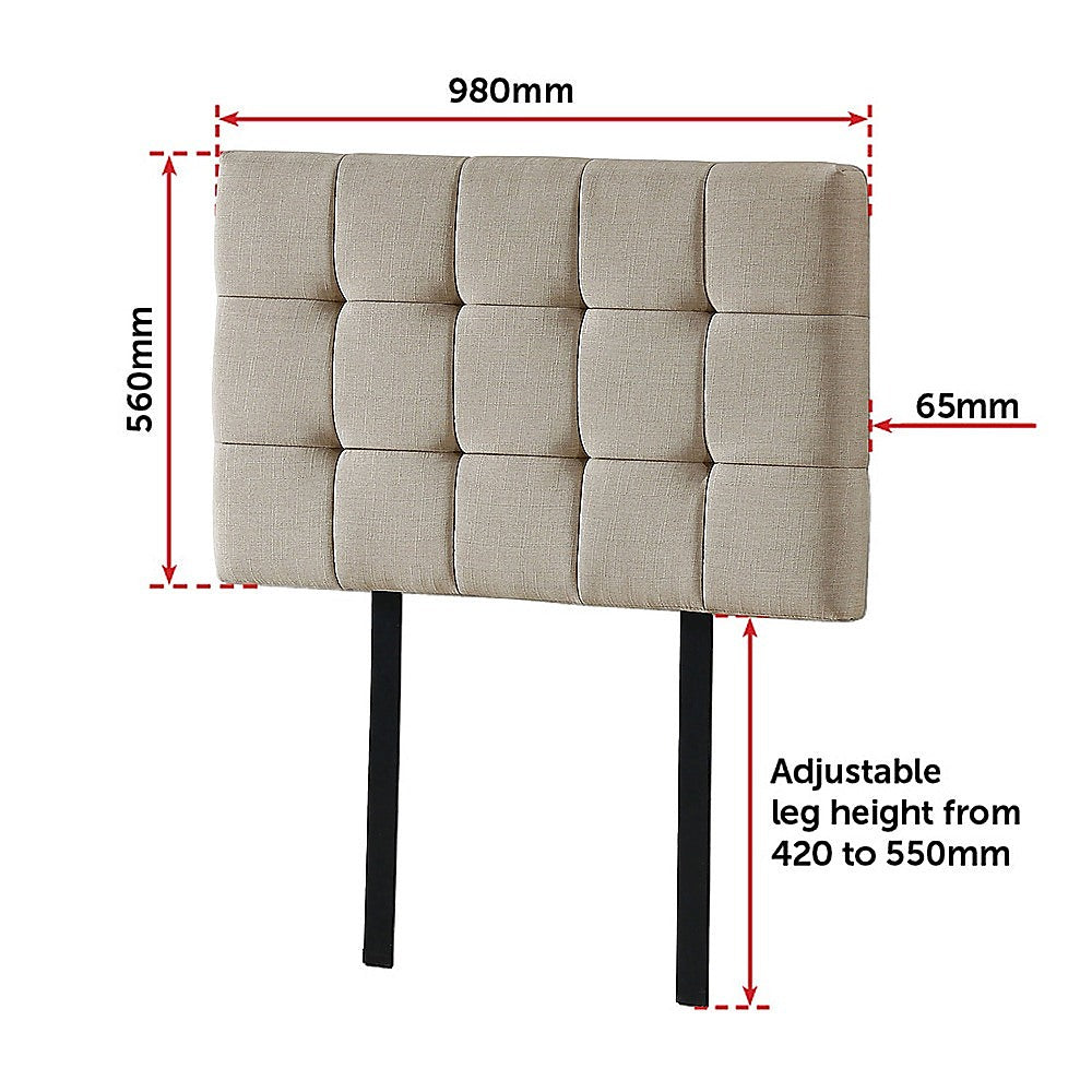 Linen Fabric Single Bed Deluxe Headboard Bedhead Beige