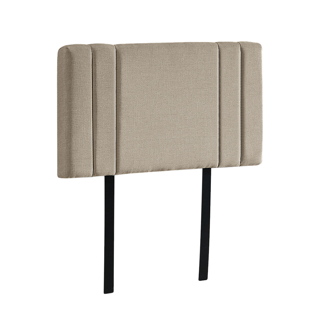 Linen Fabric Single Bed Headboard with Accent Stitching | Beige