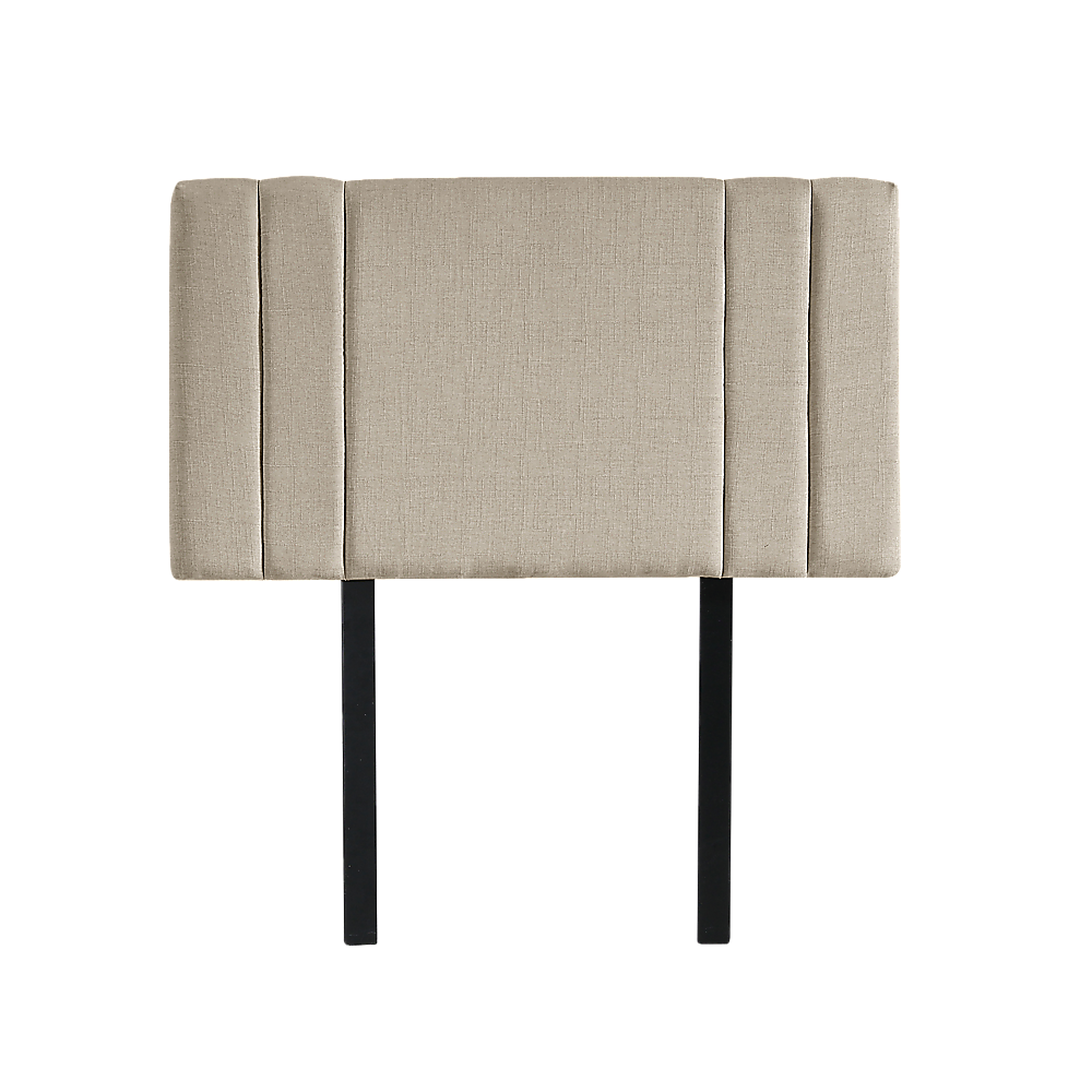 Linen Fabric Single Bed Headboard with Accent Stitching | Beige