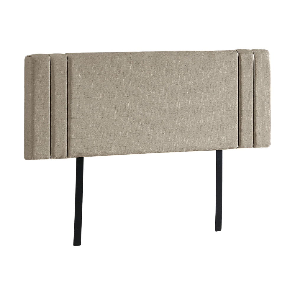 Beige Linen Double Bed Headboard with Designer Stitching