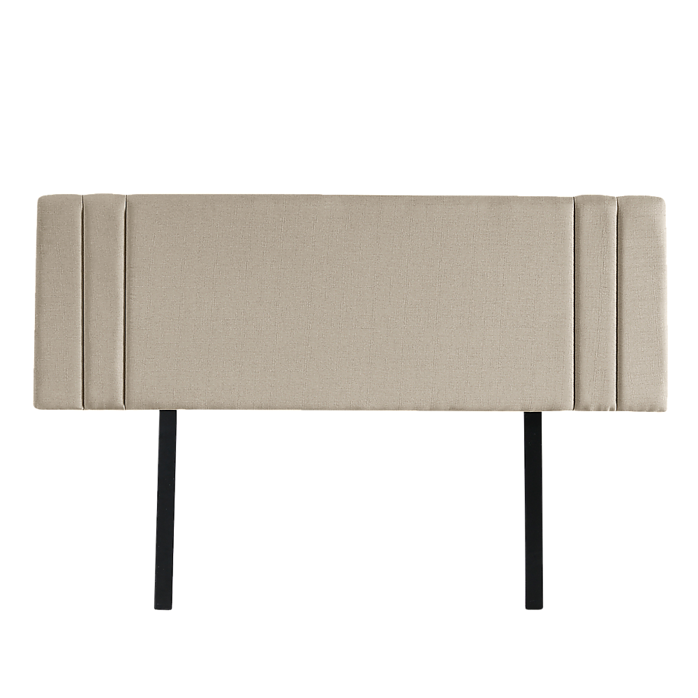 Linen King Bed Headboard with Designer Stitching | Beige