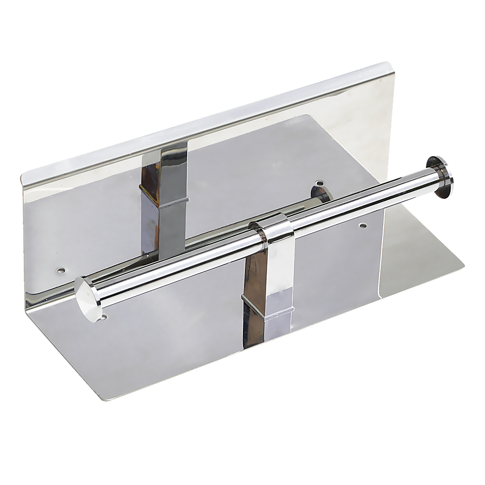 Stainless Steel Double Roll Toilet Paper Holder with Storage Shelf