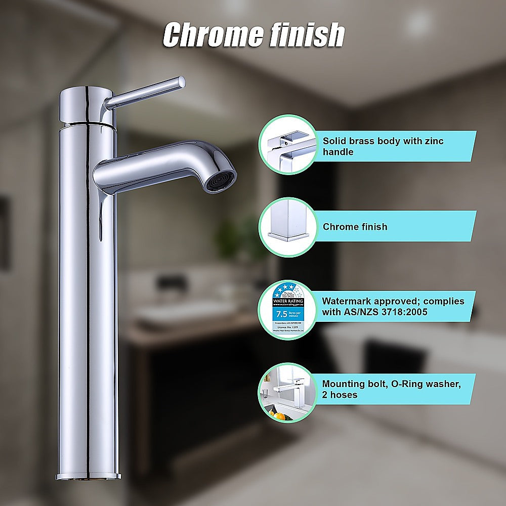 Della Francesca Tall Basin Mixer Tap | Chrome Kitchen & Bath Faucet