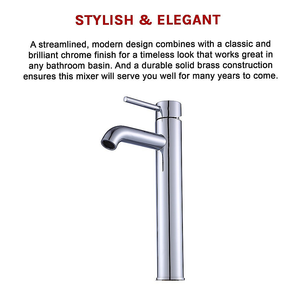 Della Francesca Tall Basin Mixer Tap | Chrome Kitchen & Bath Faucet