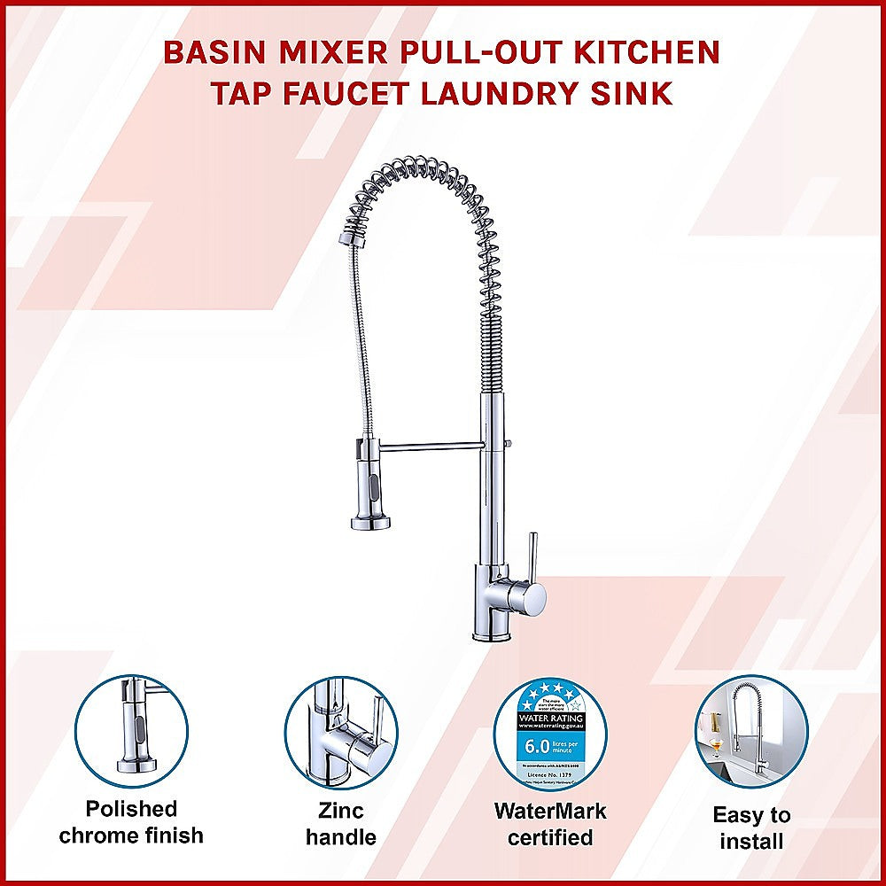 Della Francesca Pull|Out Kitchen Mixer Tap with Chrome Finish