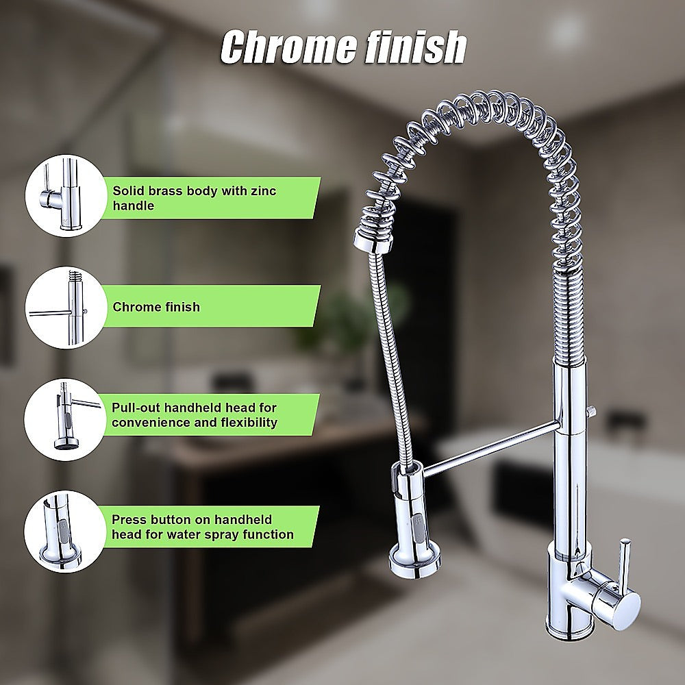 Della Francesca Pull|Out Kitchen Mixer Tap with Chrome Finish