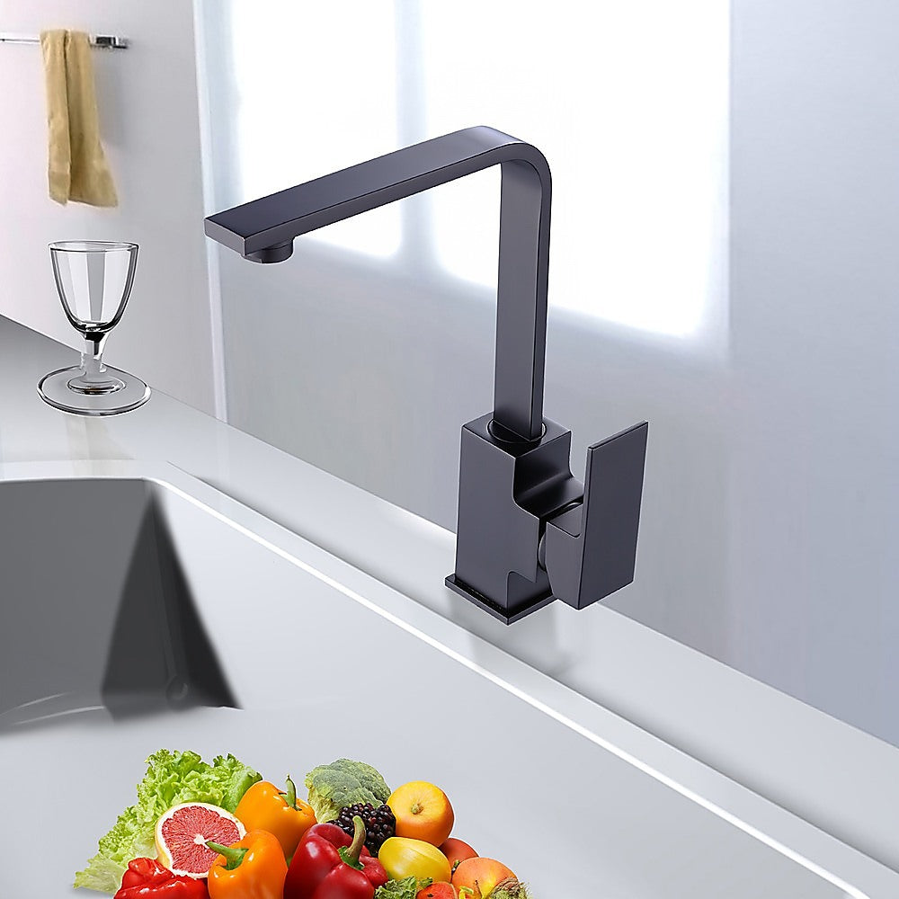 Della Francesca L|Necked Kitchen Mixer Tap | Matte Black Brass