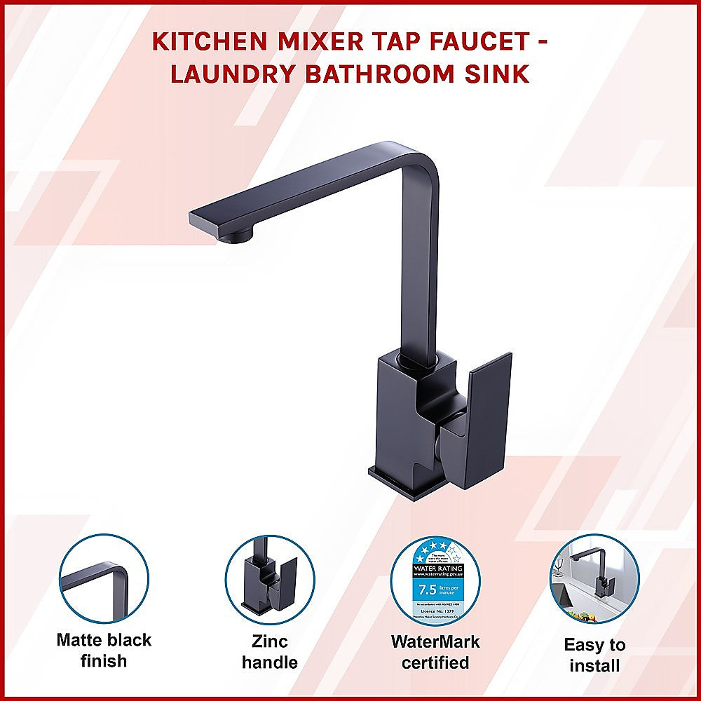 Della Francesca L|Necked Kitchen Mixer Tap | Matte Black Brass