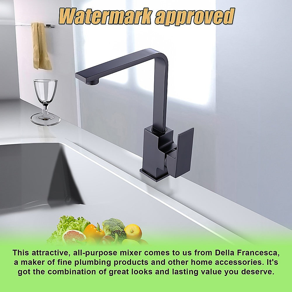 Della Francesca L|Necked Kitchen Mixer Tap | Matte Black Brass