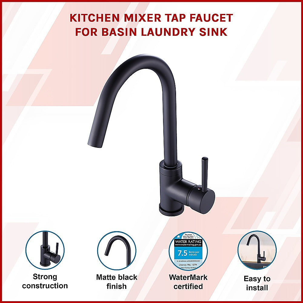 Della Francesca Black Kitchen Mixer Tap for Basin & Sink