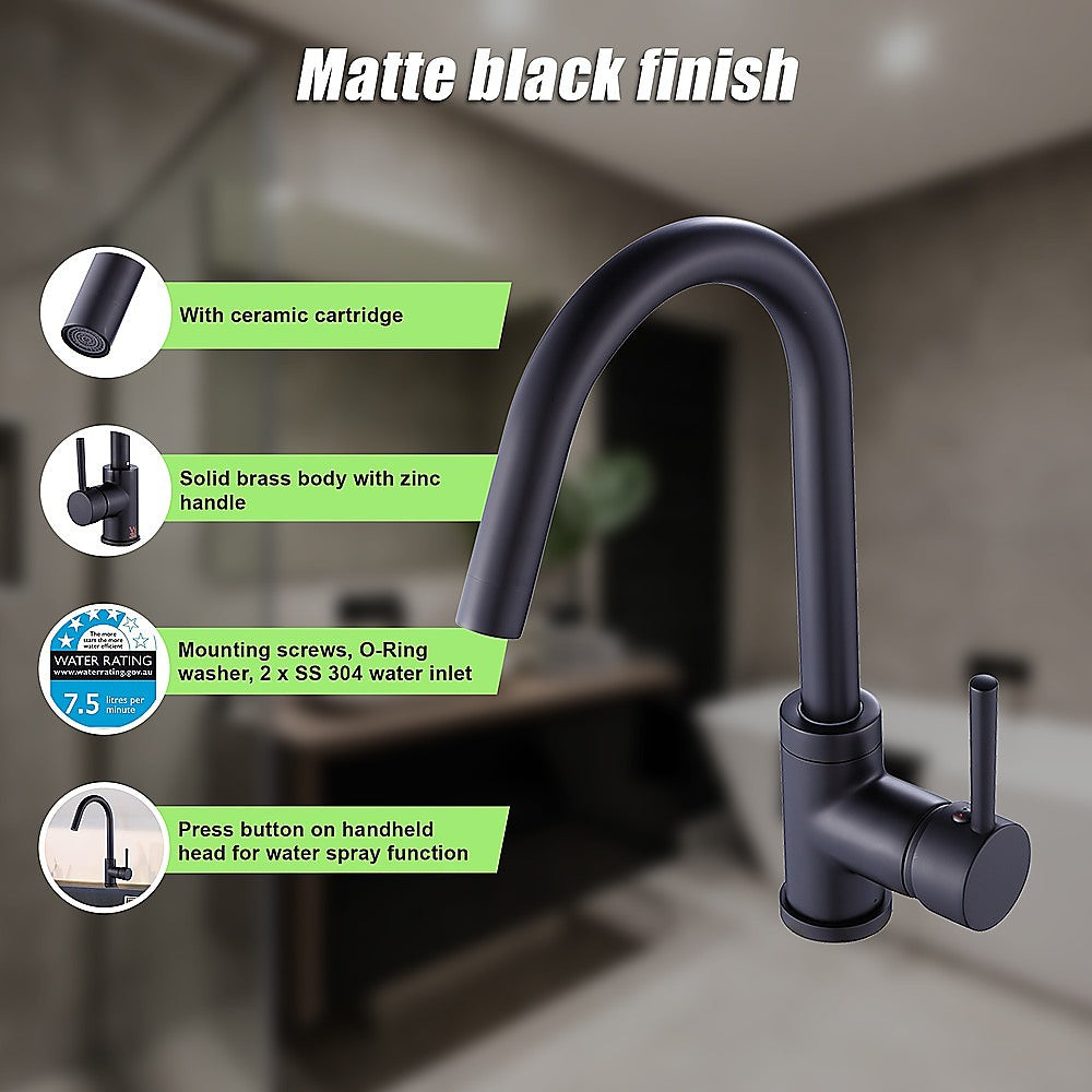 Della Francesca Black Kitchen Mixer Tap for Basin & Sink