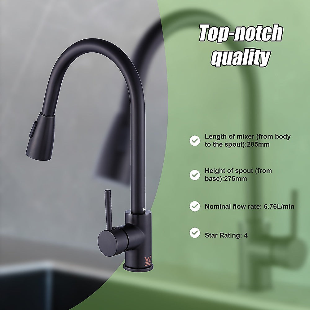 Della Francesca Black Kitchen Mixer Tap for Basin & Sink