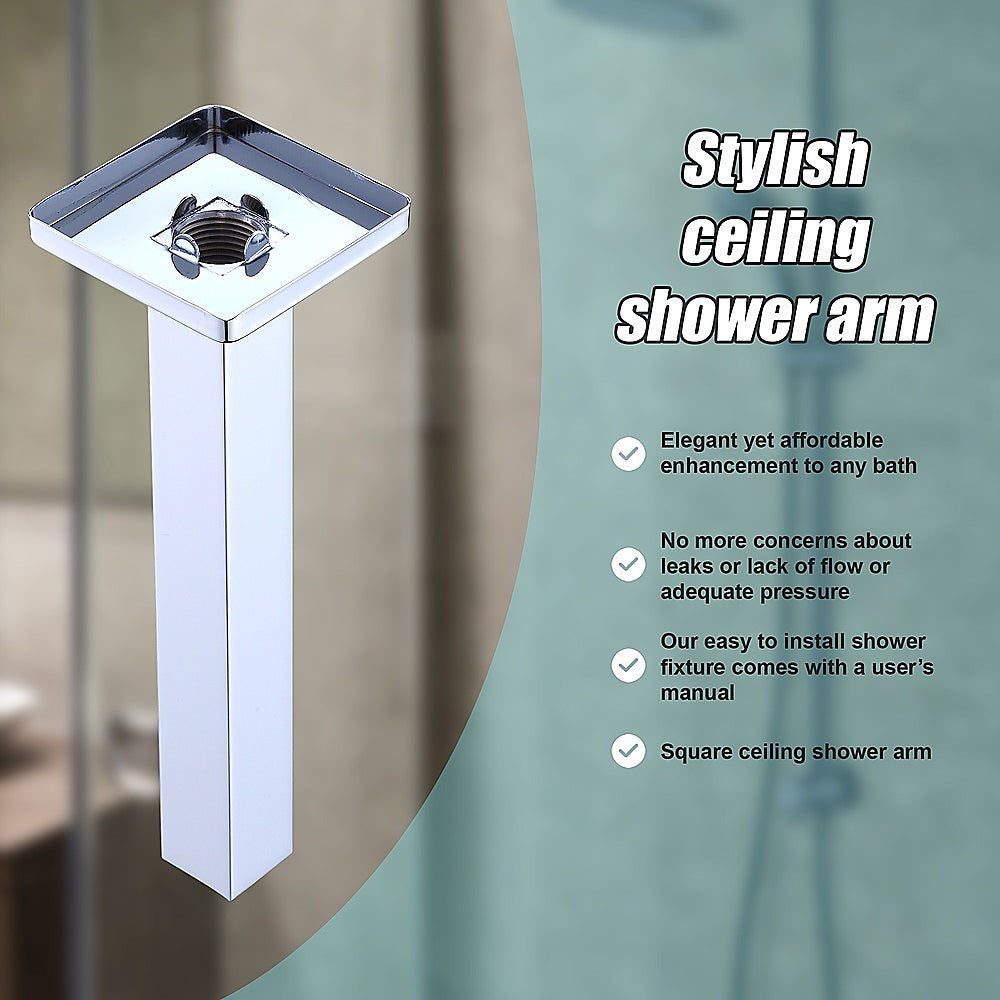 Modern Square Ceiling Shower Arm | Chrome Finished Brass