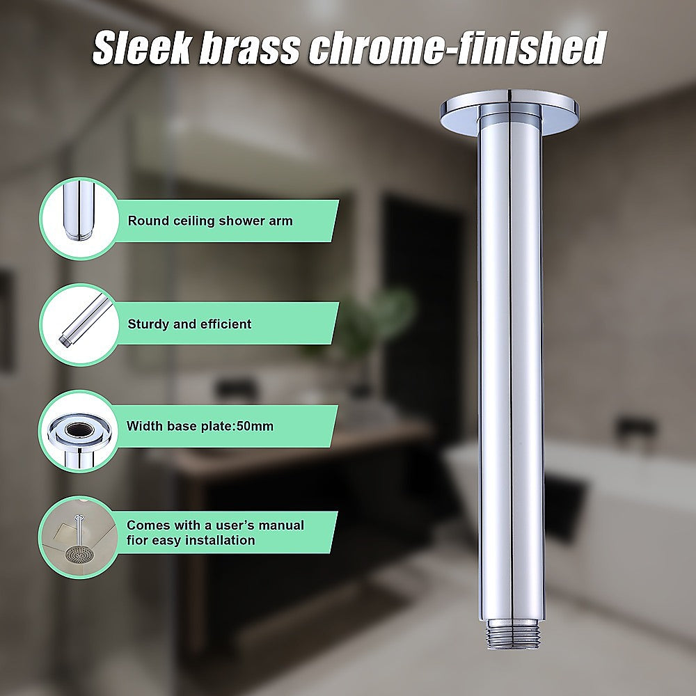 Chrome Round Ceiling Shower Arm | 200mm Length