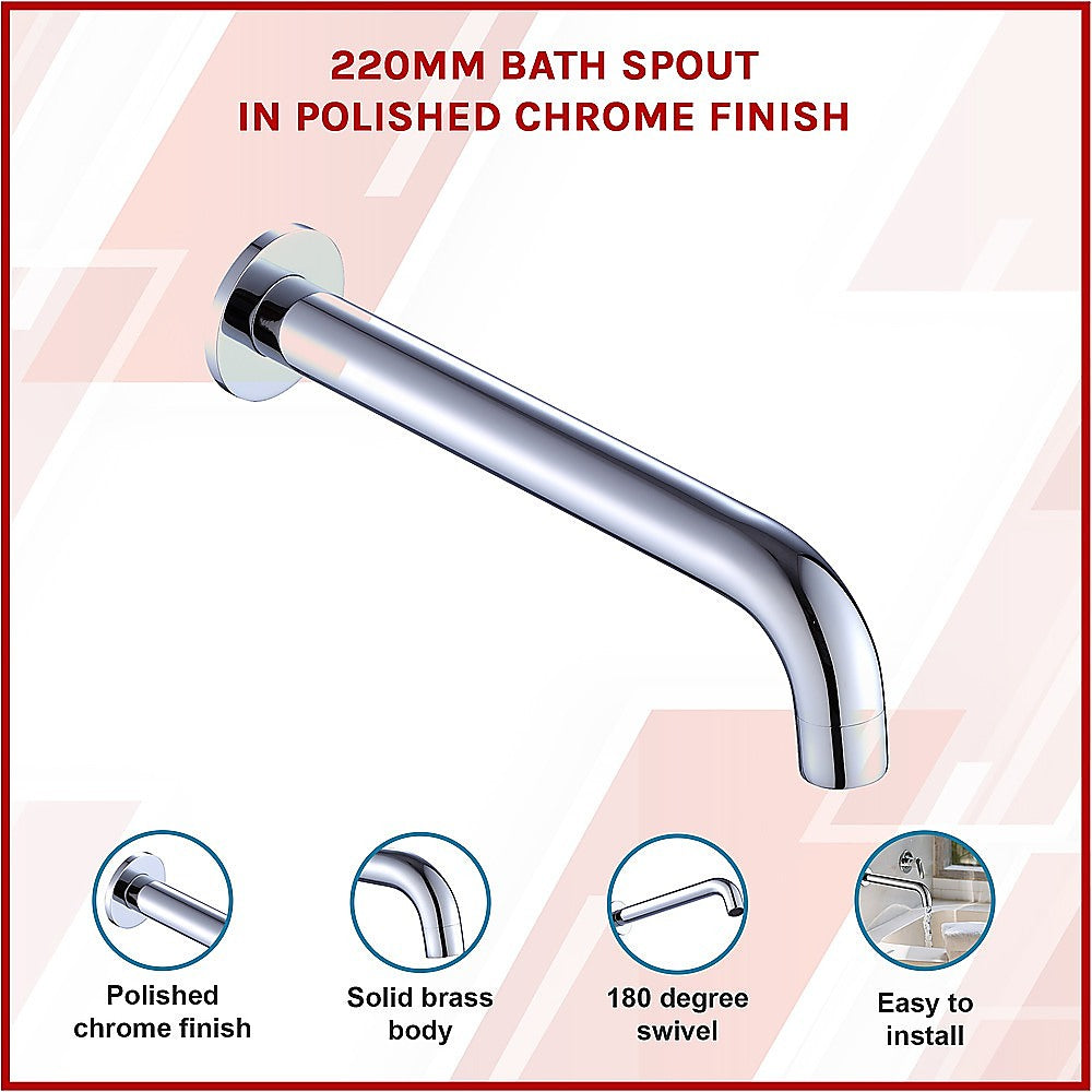 Della Francesca 220mm Modern Chrome Bath Spout