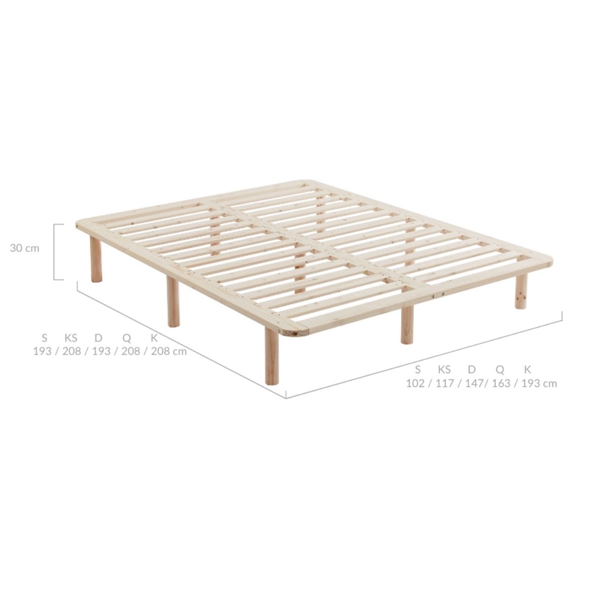 Natural Pine Platform Bed Frame | King Single, Modern Design