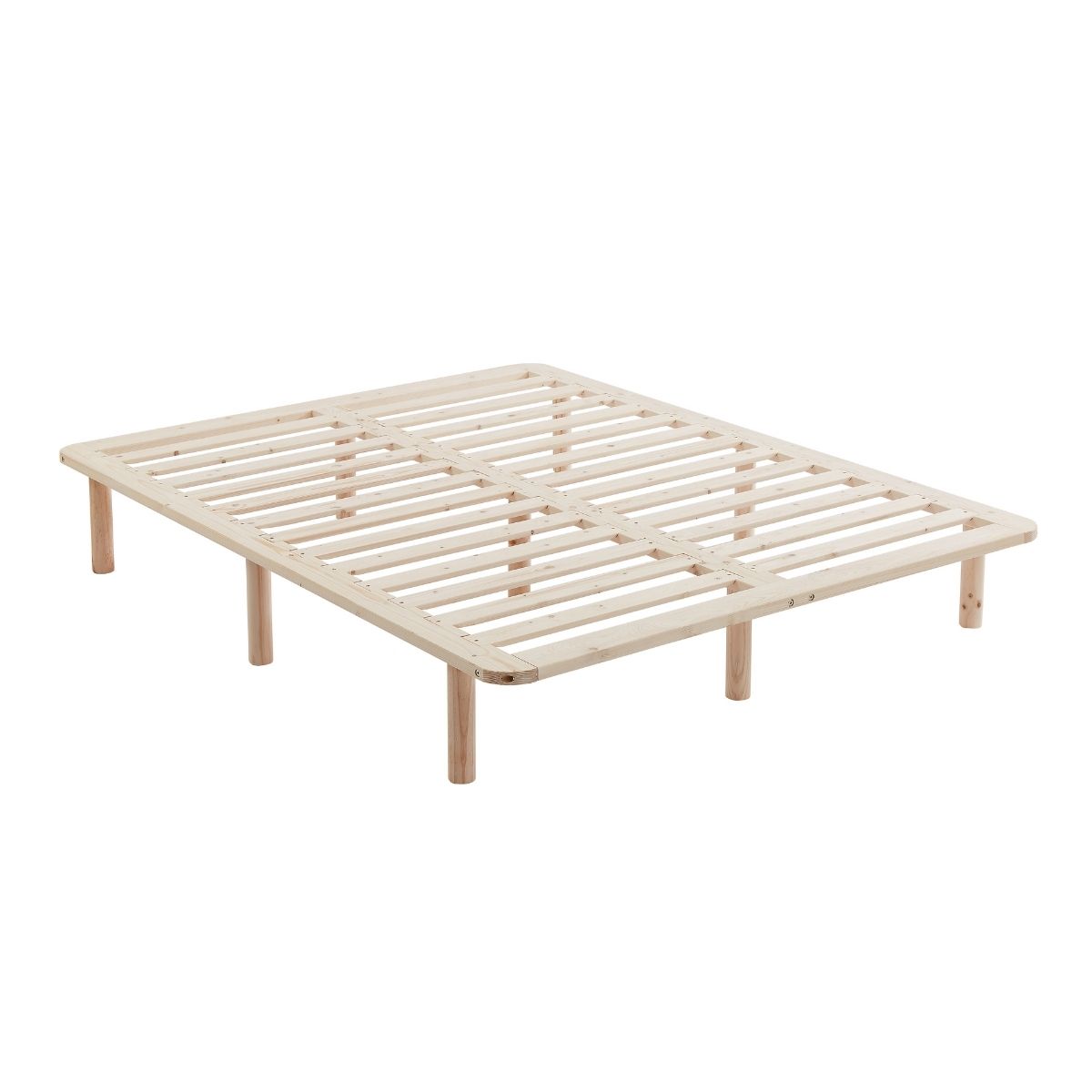 Natural Pinewood Queen Platform Bed Frame | Sturdy & Modern