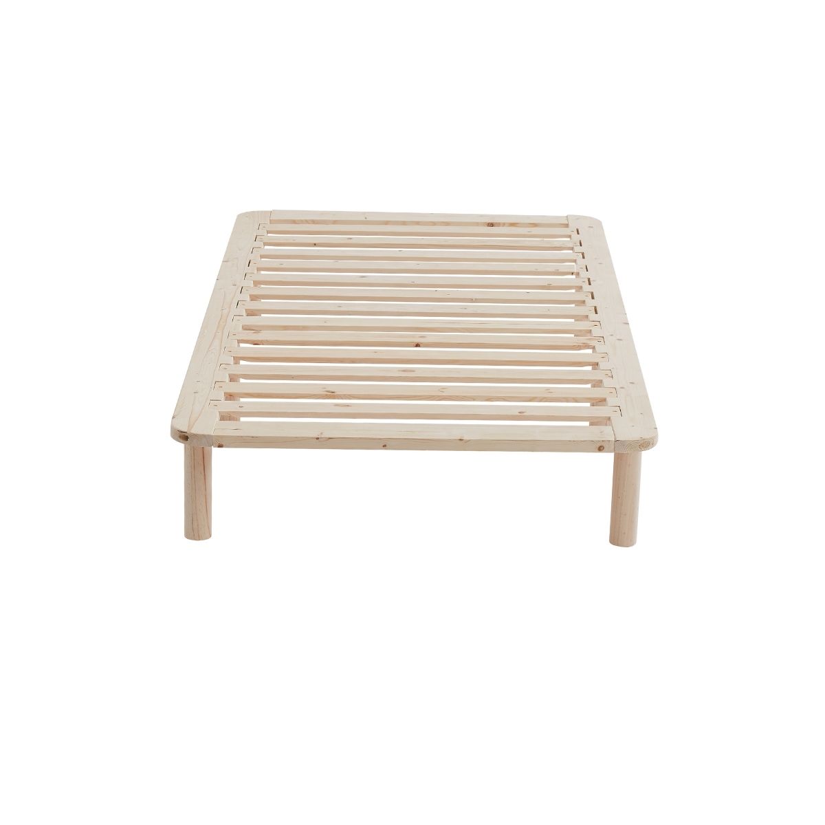 Natural Pinewood Queen Platform Bed Frame | Sturdy & Modern