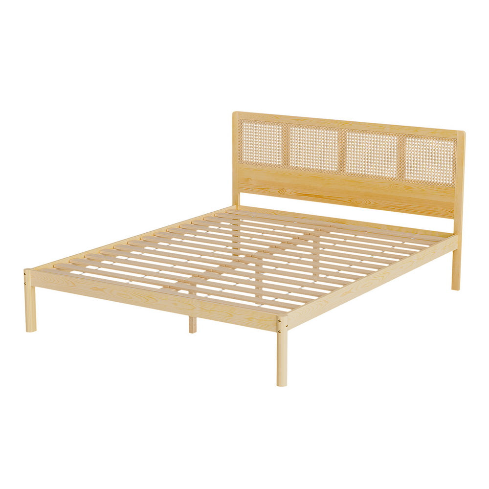 Artiss Rita Queen Rattan Wooden Bed Frame | Modern Design