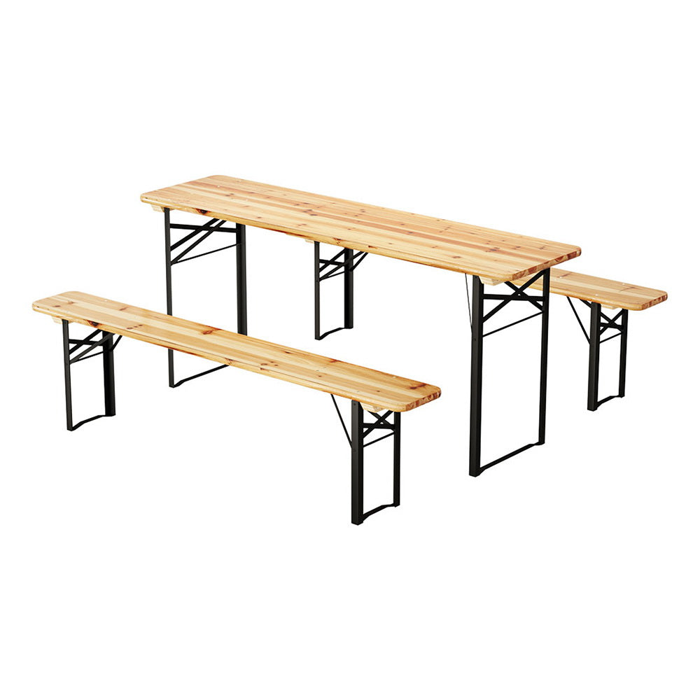 Gardeon 3 Piece Foldable Outdoor Wood Dining Set with Benches