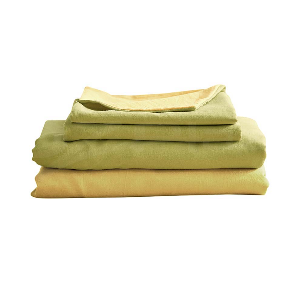 Cosy Club Washed Cotton Sheet Set Single Yellow - Newstart Furniture