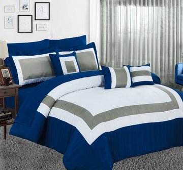 10 piece comforter and sheets set king navy - Newstart Furniture