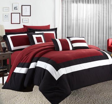 10 piece comforter and sheets set queen red - Newstart Furniture