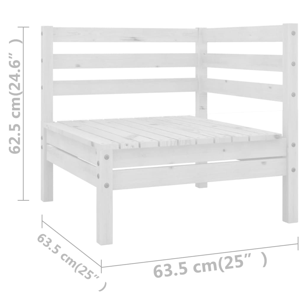 10 Piece Garden Lounge Set Solid Pinewood White - Newstart Furniture
