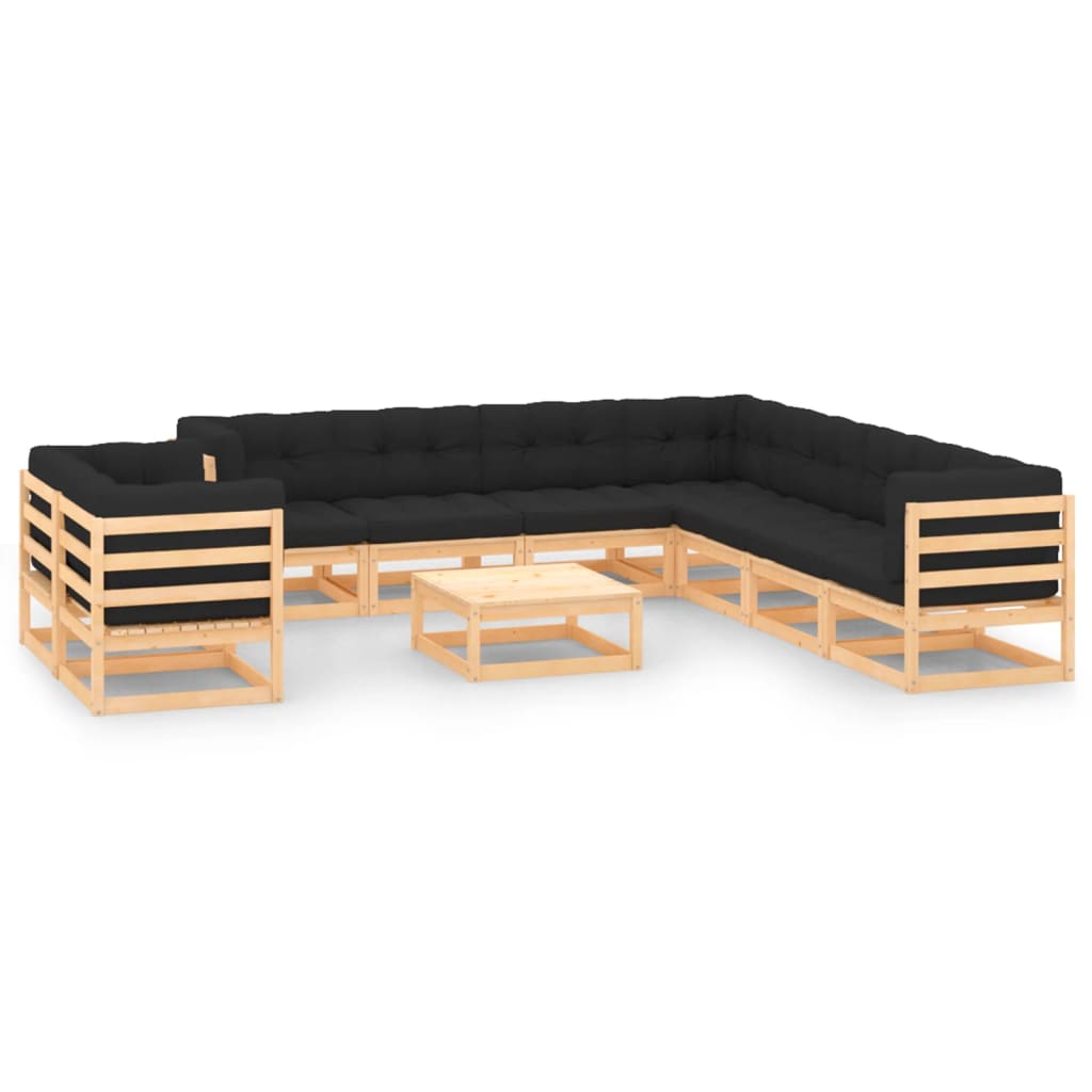 10 Piece Garden Lounge Set with Anthracite Cushions Pinewood - Newstart Furniture