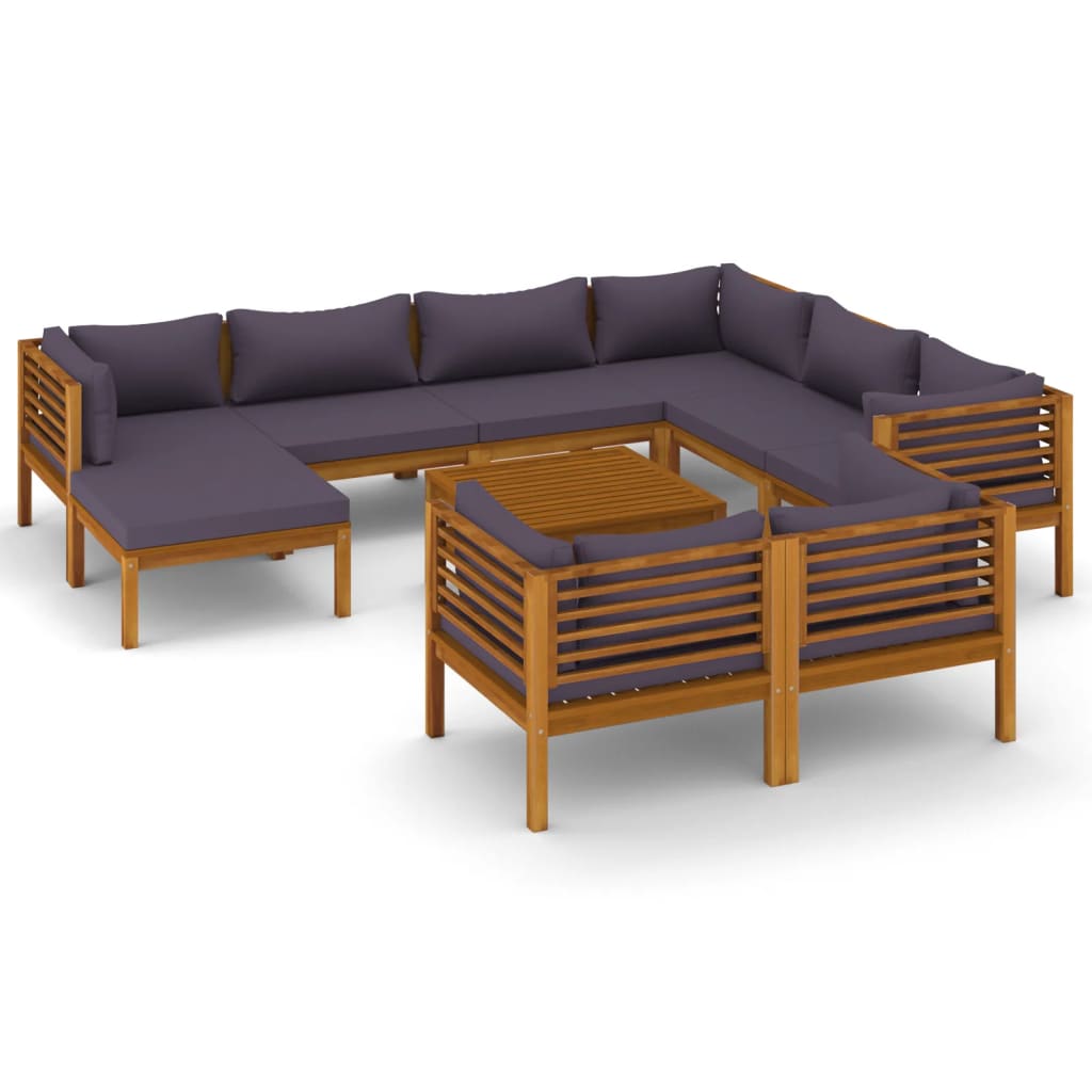 10 Piece Garden Lounge Set with Cushion Solid Acacia Wood - Newstart Furniture