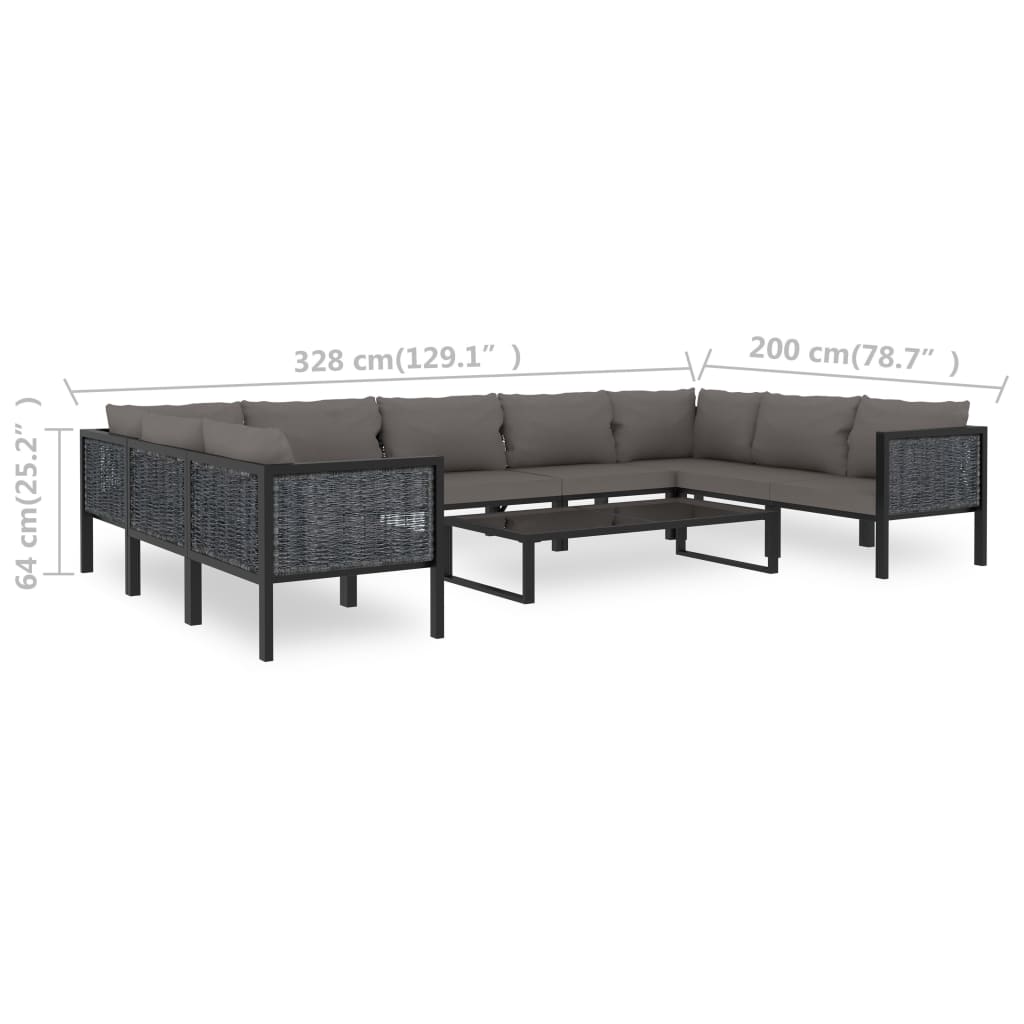 10 Piece Garden Lounge Set with Cushions Poly Rattan Anthracite - Newstart Furniture