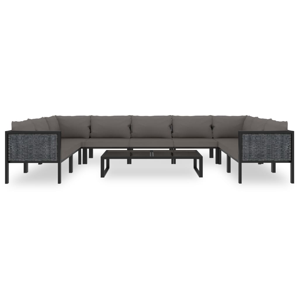 10 Piece Garden Lounge Set with Cushions Poly Rattan Anthracite - Newstart Furniture