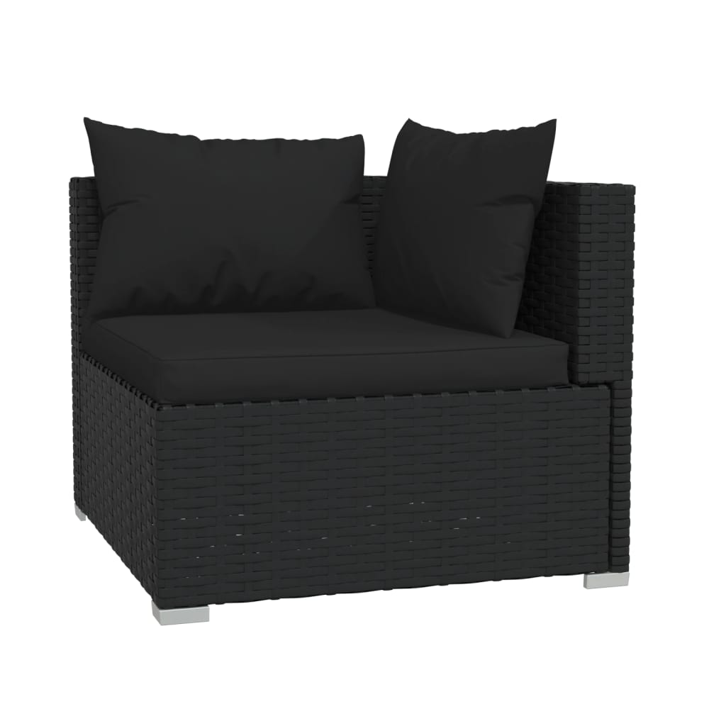 10 Piece Garden Lounge Set with Cushions Poly Rattan Black - Newstart Furniture