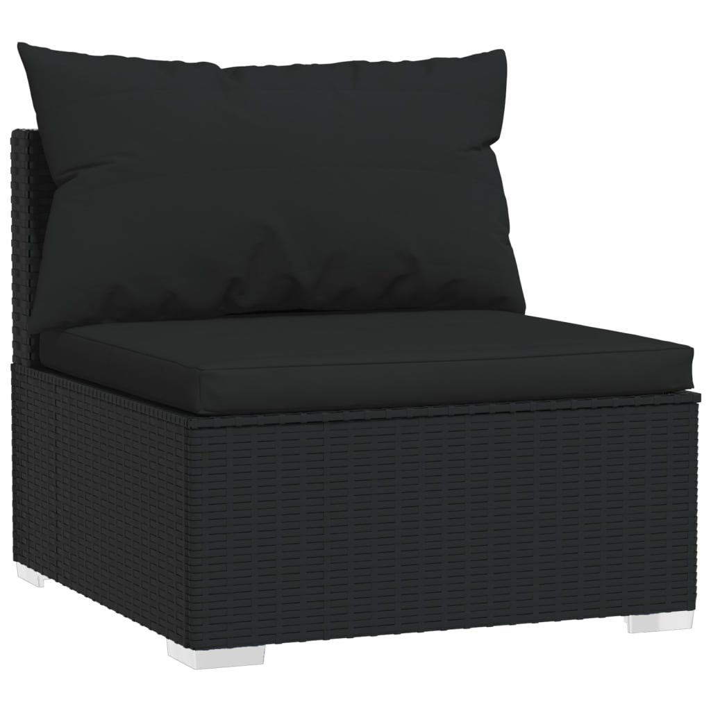 10 Piece Garden Lounge Set with Cushions Poly Rattan Black - Newstart Furniture