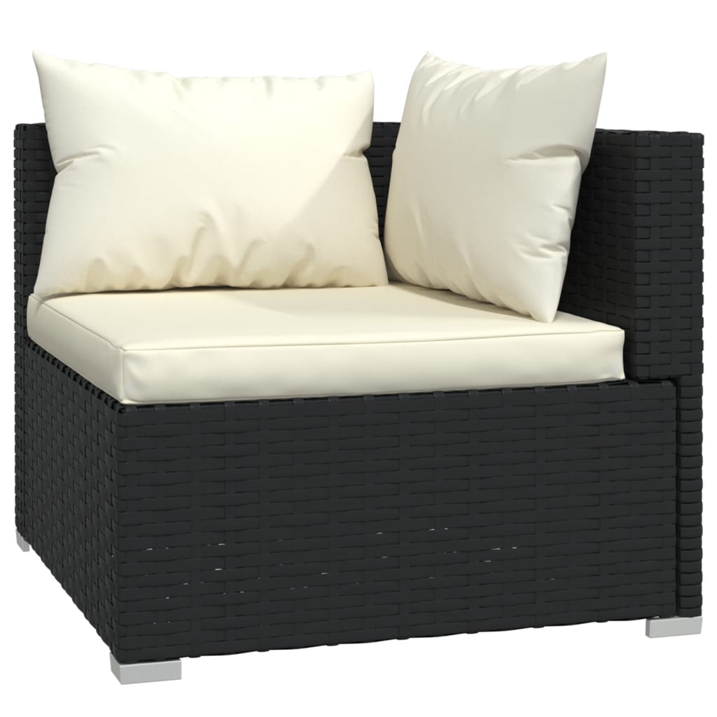 10 Piece Garden Lounge Set with Cushions Poly Rattan Black - Newstart Furniture