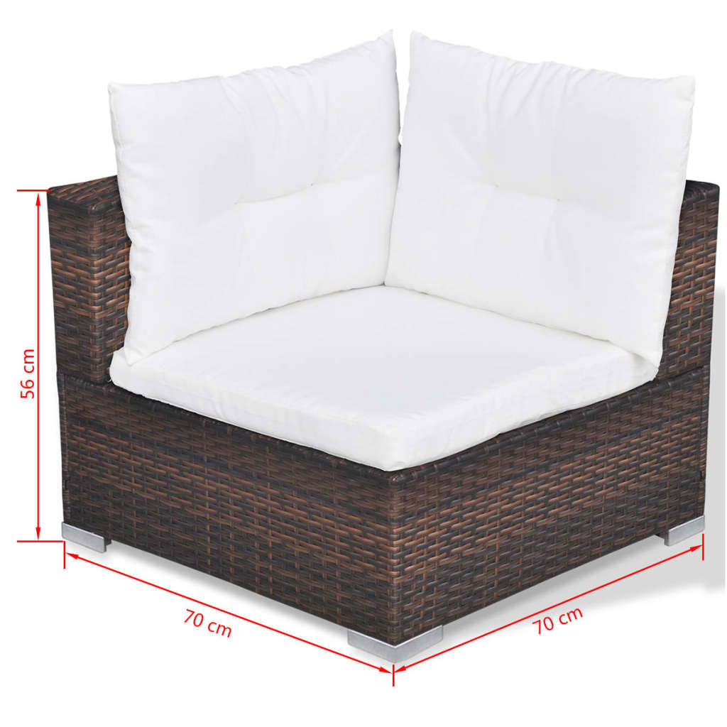 10 Piece Garden Lounge Set with Cushions Poly Rattan Brown - Newstart Furniture