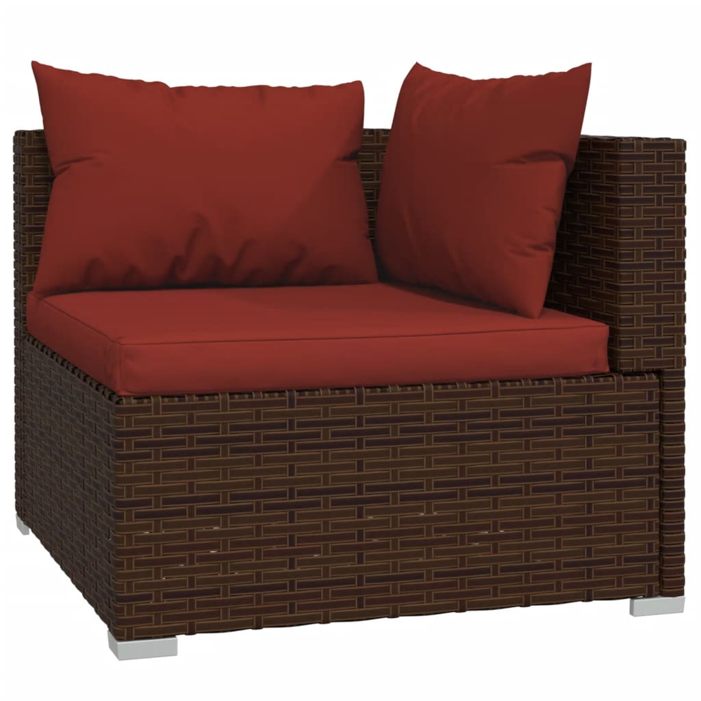 10 Piece Garden Lounge Set with Cushions Poly Rattan Brown - Newstart Furniture