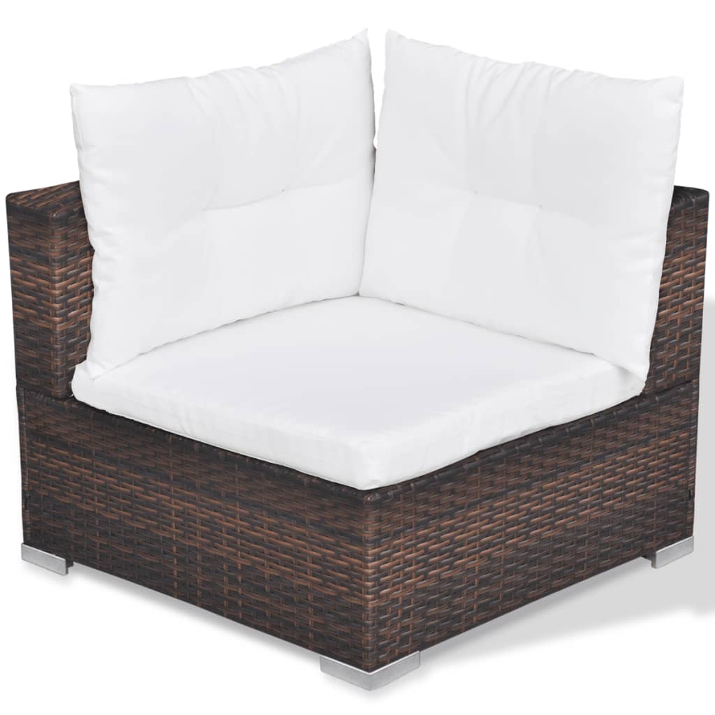 10 Piece Garden Lounge Set with Cushions Poly Rattan Brown - Newstart Furniture