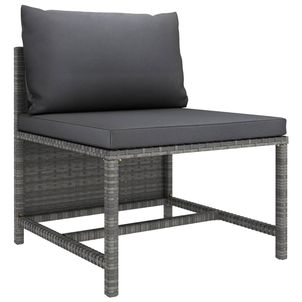 10 Piece Garden Lounge Set with Cushions Poly Rattan Grey - Newstart Furniture